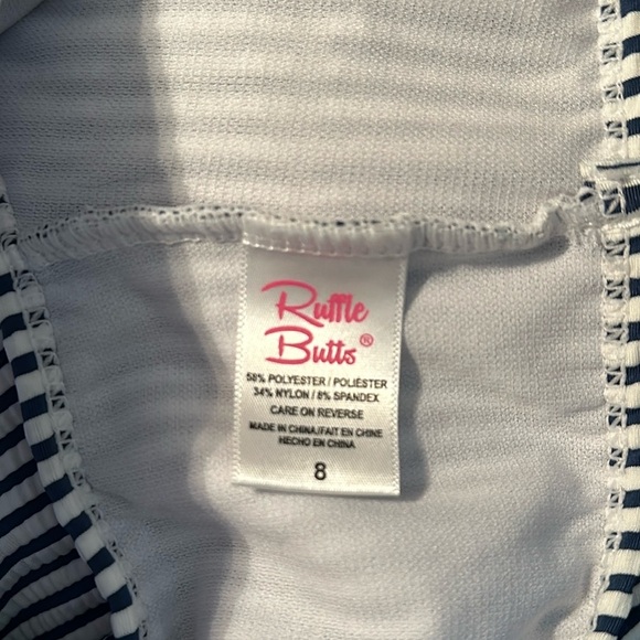 RUFFLE BUTTS Seersucker Waterfall Tankini Swim Suit Girls Size 8 - Picture 2 of 8